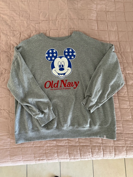 Old Navy Sweaters - Old Navy Gray Sweatshirt with Blue & White Mickey Stars